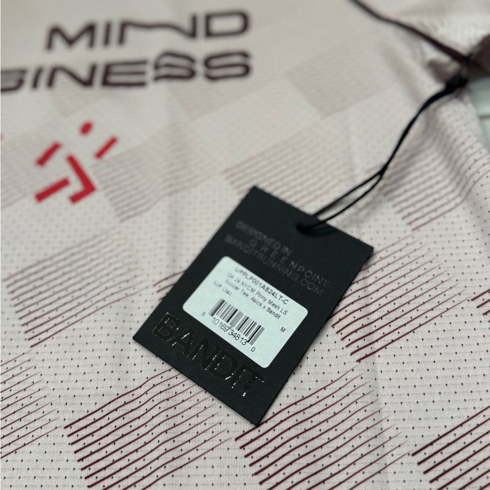 🔥 RARE Bandit Running x ASICS Pinny Mesh Sound Mind Your Business NYC LS Shirt - Picture 7 of 11